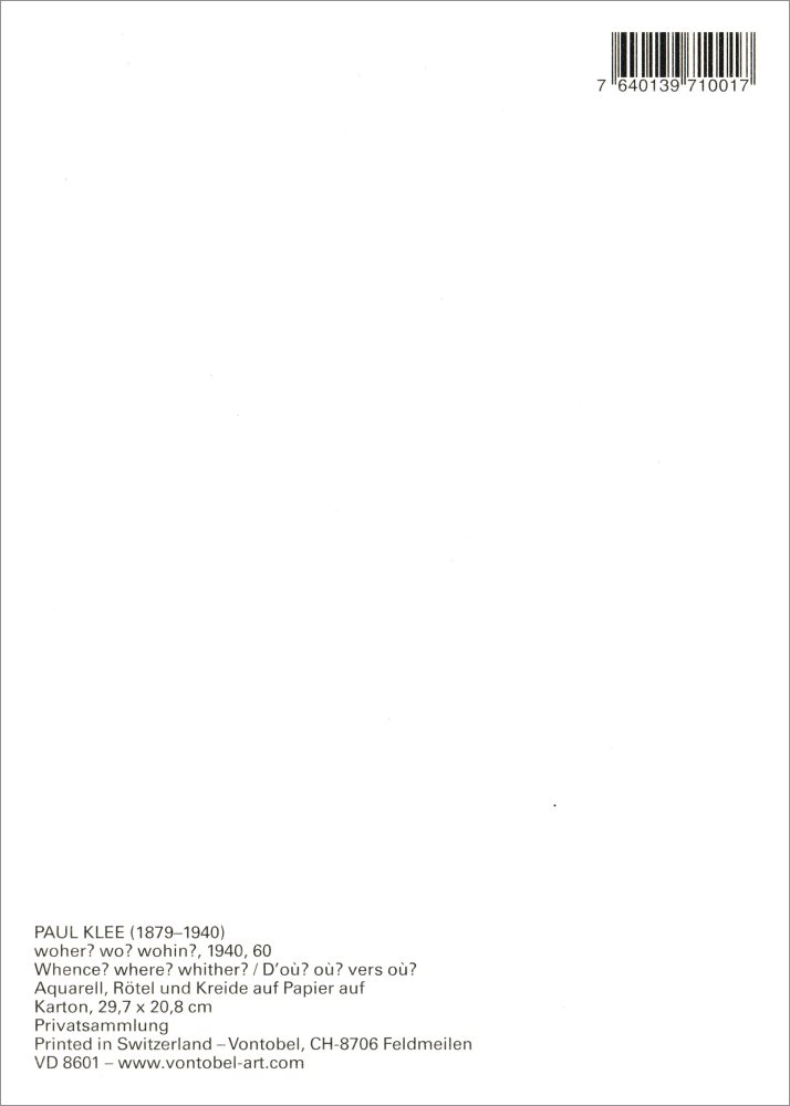Kunstkarte Paul Klee "woher? wo? wohin?"