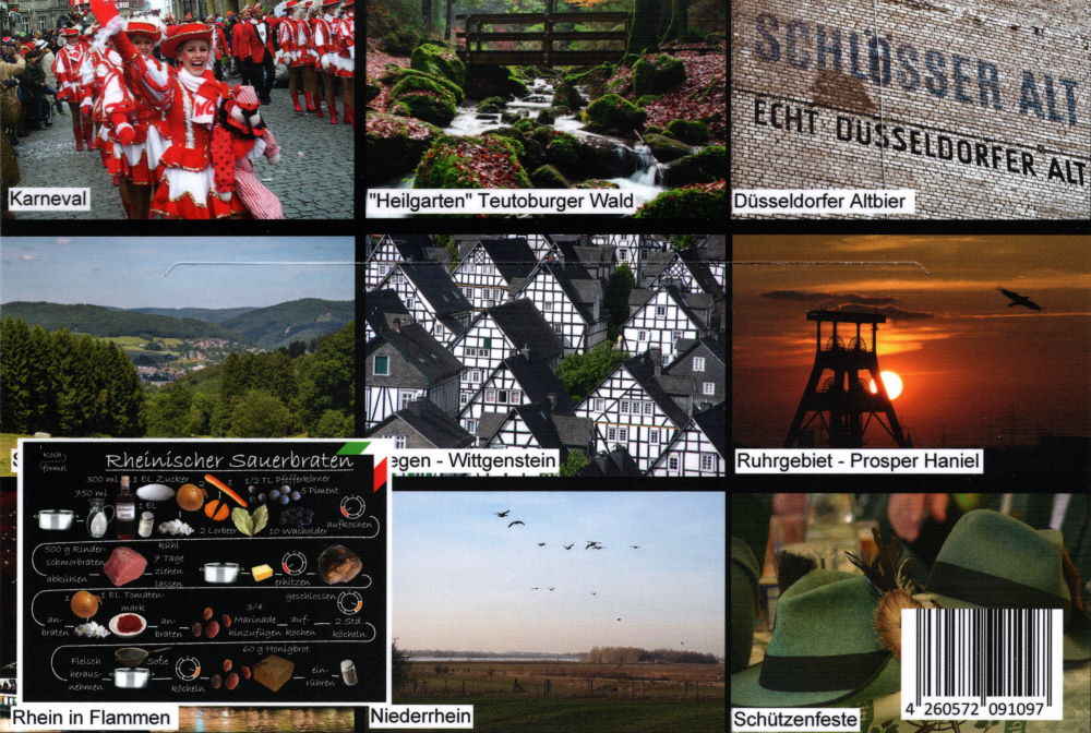 Komplett-Set "Nordrhein-Westfälische Küche auf 12 Rezept-Postkarten" (Rückseite)