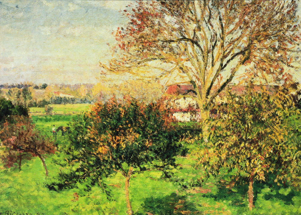 Kunstkarte Camille Pissarro "Herbstmorgen in Eragny"