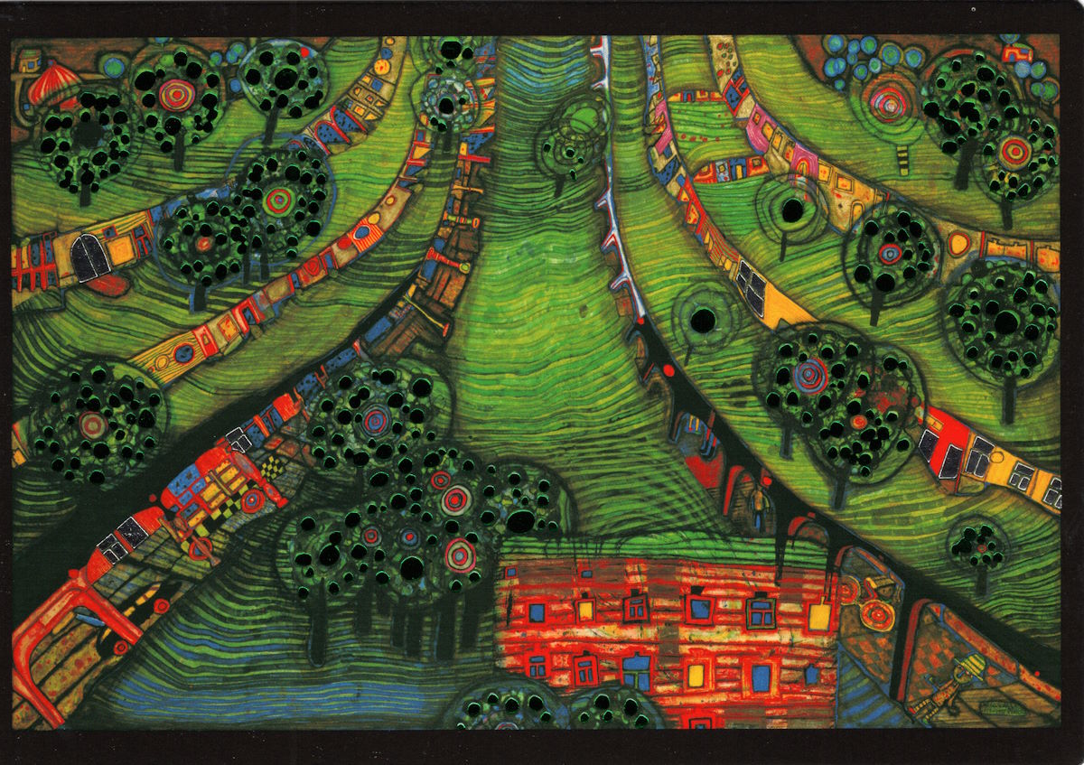 Kunstkarte Hundertwasser "Grüne Stadt" Kunstkarte Hundertwasser "Grüne Stadt"