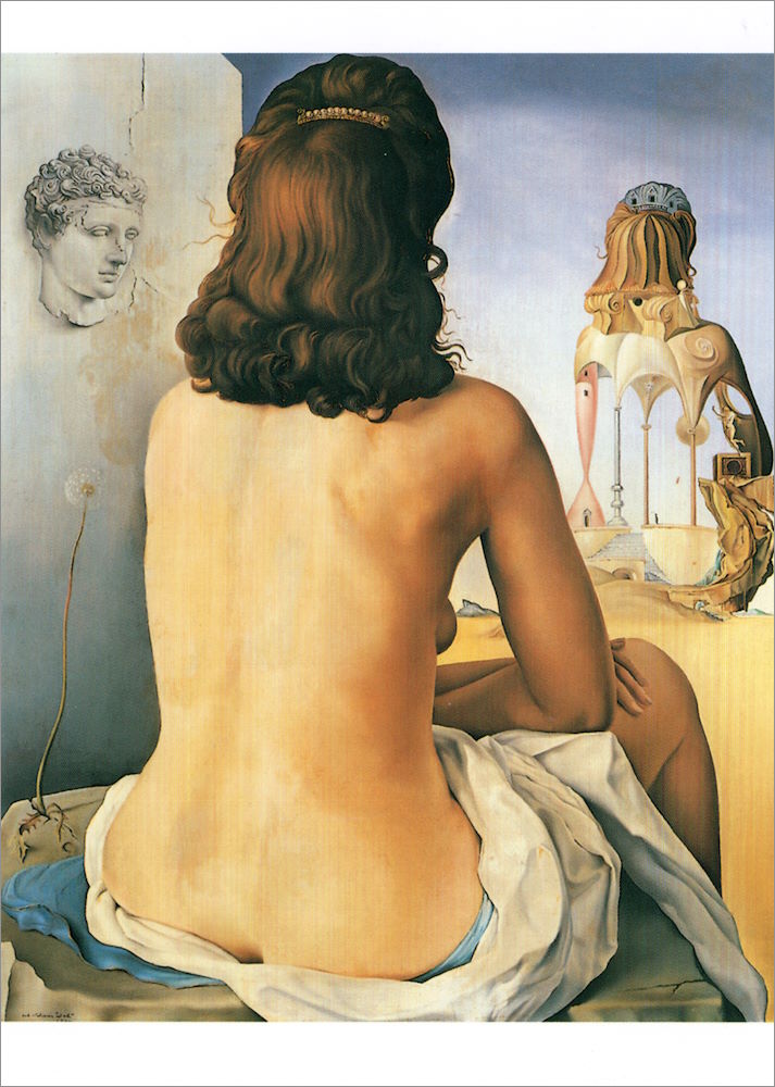 Kunstkarte Salvador Dalí "Meine nackte Frau ihren eigenen Körper betrachtend..."