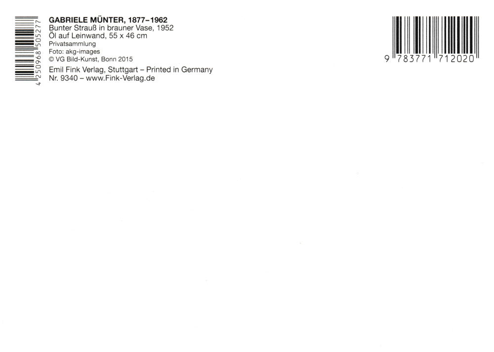 Kunstkarte Gabriele Münter "Bunter Strauß in brauner Vase"