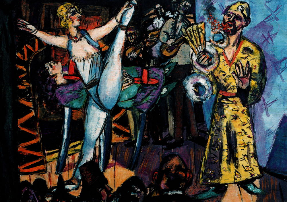 Kunstkarte Max Beckmann "Großes Varieté mit Zauberer und Tänzerin" Kunstkarte Max Beckmann "Großes Varieté mit Zauberer und Tänzerin"