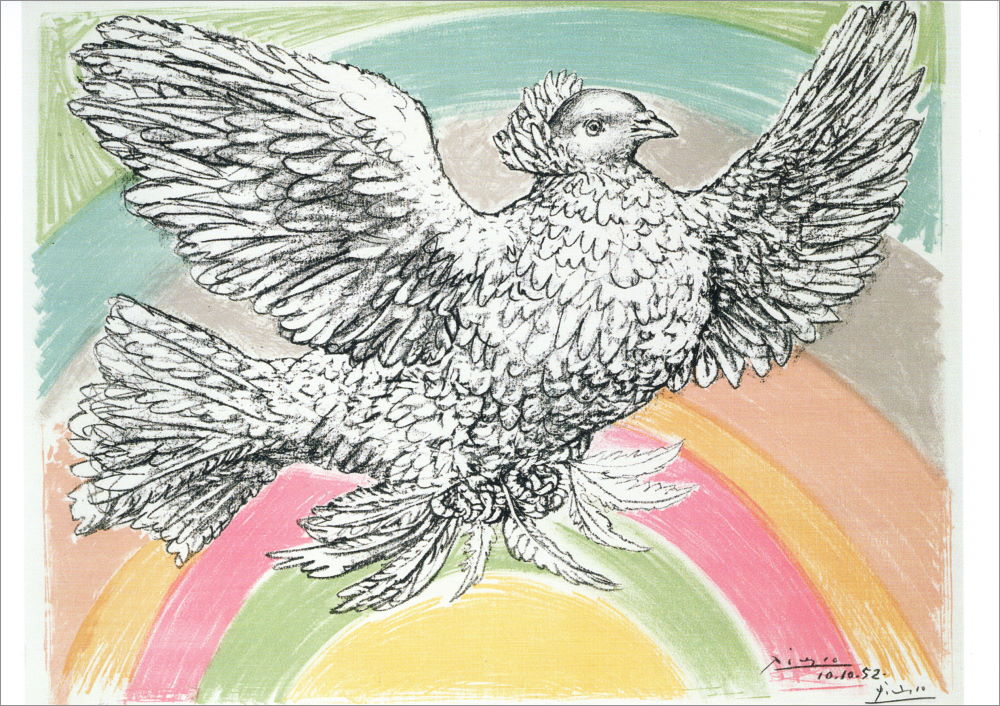Kunstkarte Pablo Picasso "Fliegende Taube mit Regenbogen" Kunstkarte Pablo Picasso "Fliegende Taube mit Regenbogen"