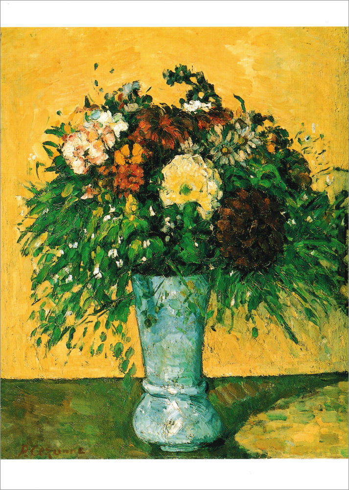 Kunstkarte Paul Cézanne "Blumenstrauß in blauer Vase"