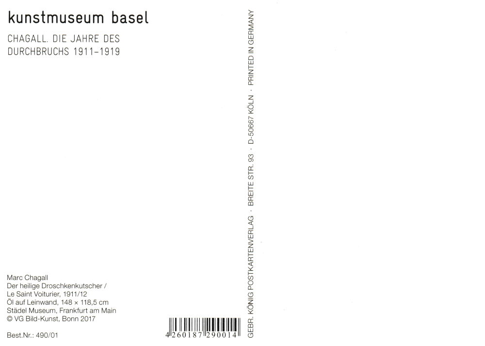 Kunstkarte Marc Chagall "Der heilige Droschkenkutscher" (Rückseite)