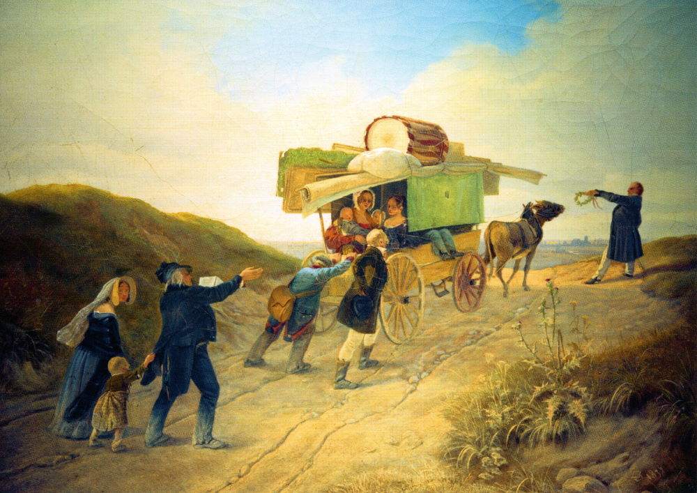 Kunstkarte Carl Spitzweg "Reisende Komödianten"