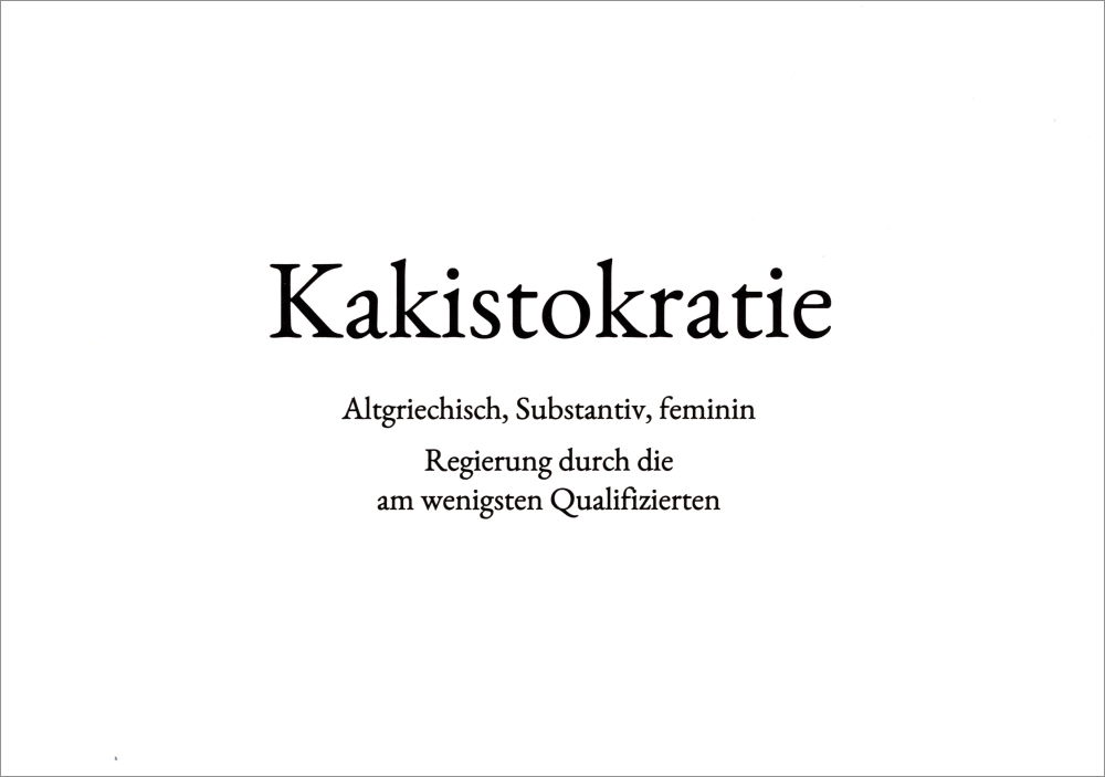 Wortschatz-Postkarte "Kakistokratie"