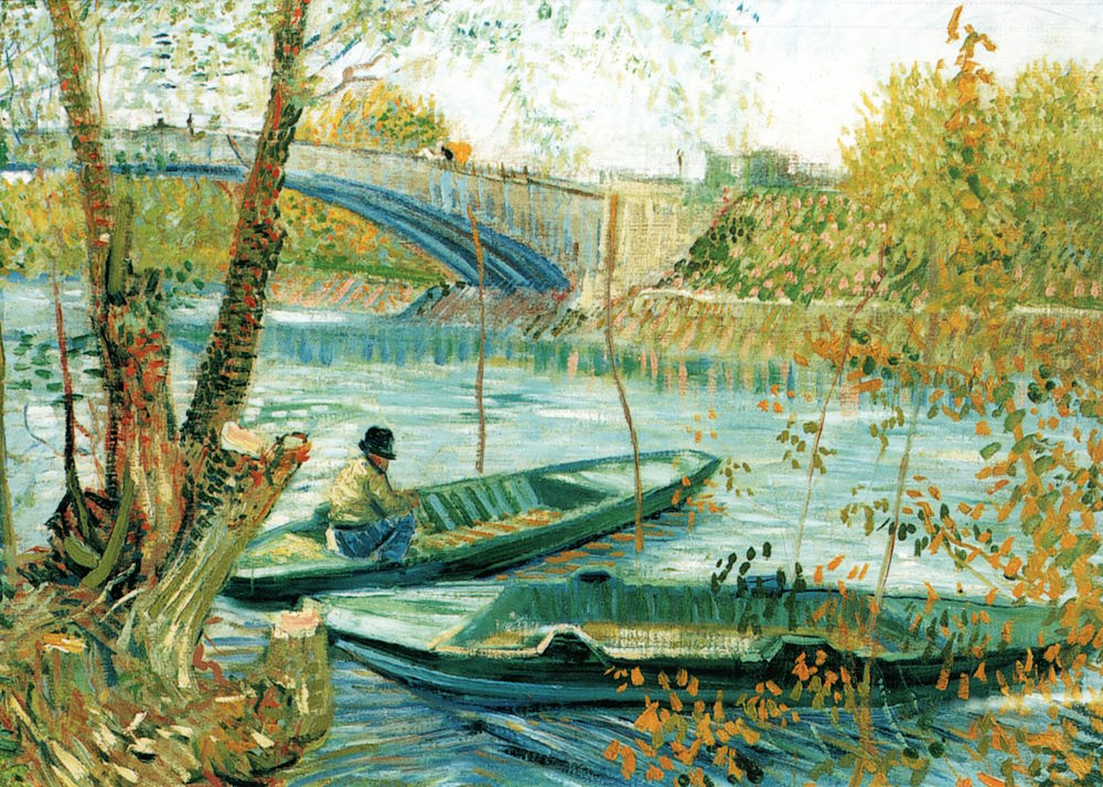 Kunstkarte Vincent van Gogh "Angeln im Frühling"