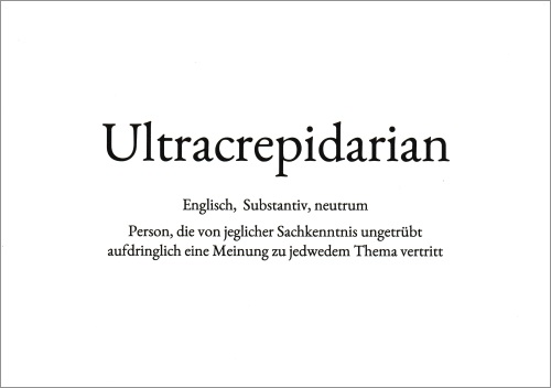 Wortschatz-Postkarte "Ultracrepidarian"