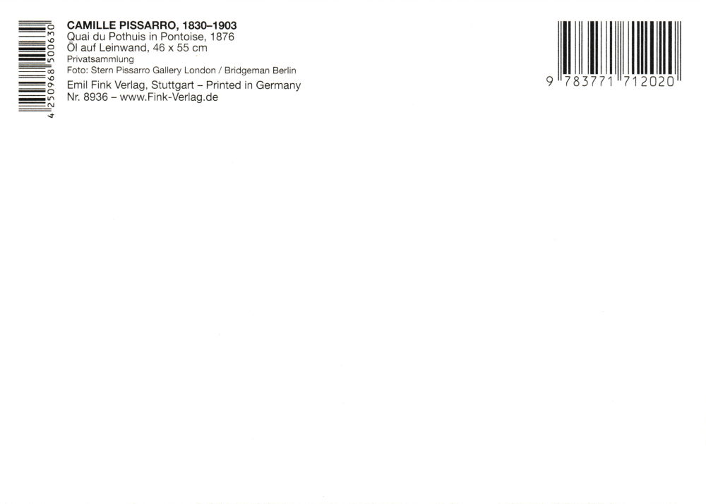 Kunstkarte Camille Pissarro "Quai du Pothuis in Pontoise" (Rückseite)