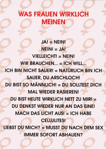 Postkarte "Was Frauen wirklich meinen"