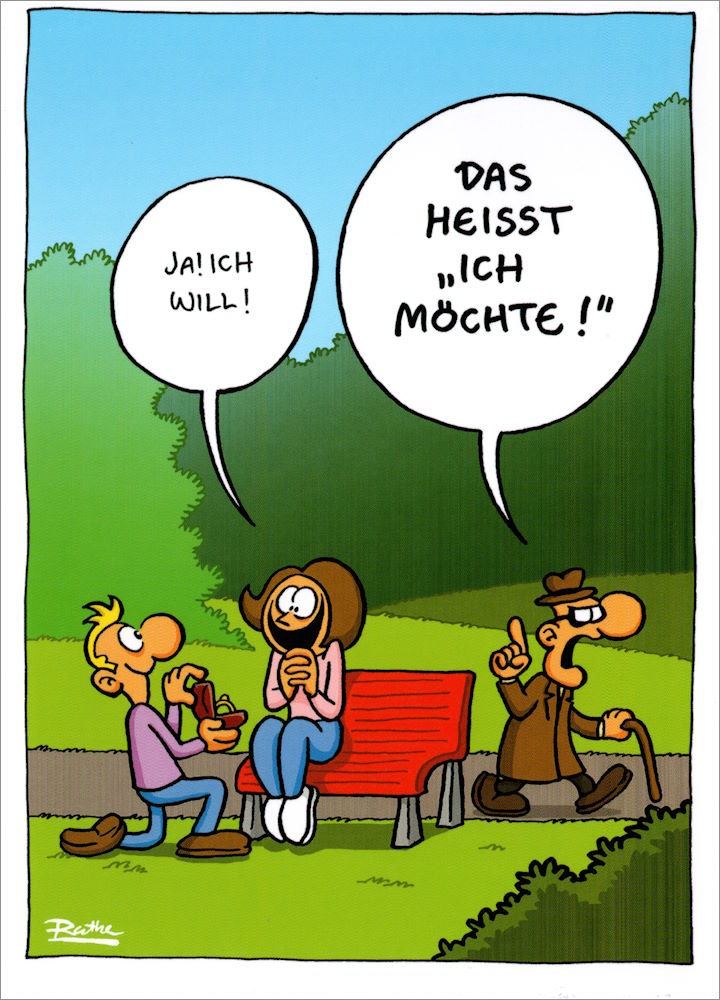 Postkarte Ralph Ruthe "Das heisst "Ich möchte"!" Postkarte Ralph Ruthe "Das heisst "Ich möchte"!"