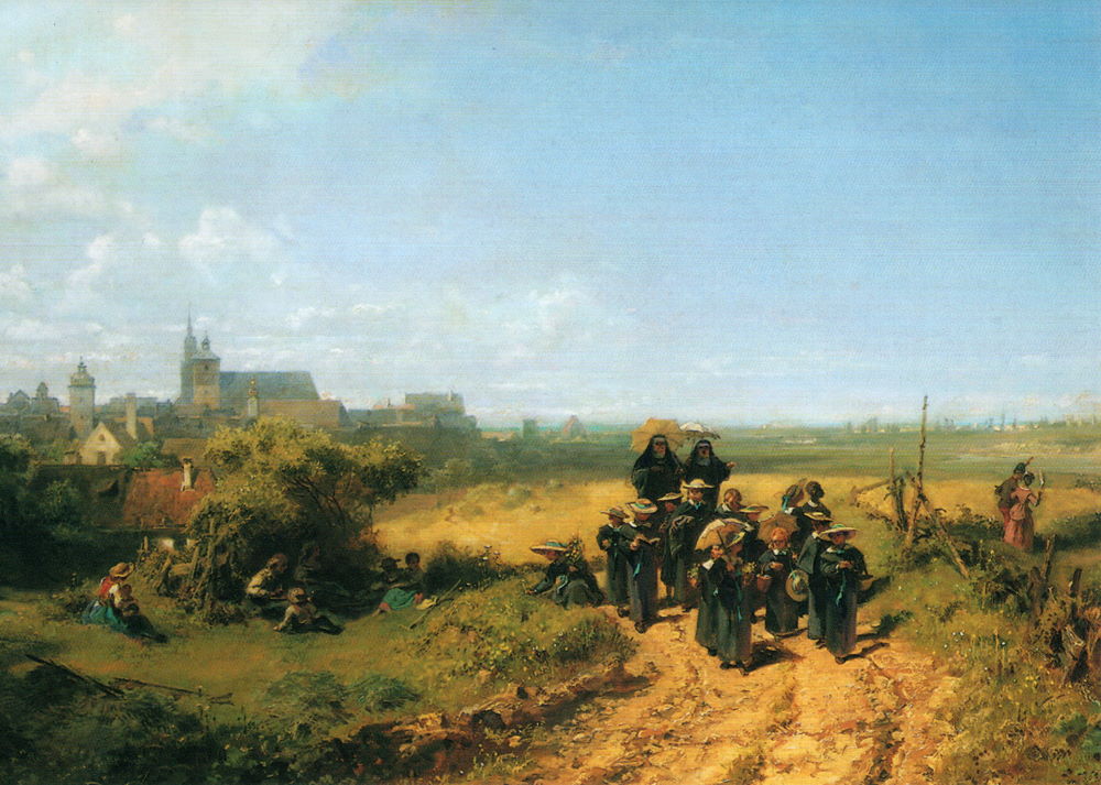Kunstkarte Carl Spitzweg "Der Institutsspaziergang" Kunstkarte Carl Spitzweg "Der Institutsspaziergang"