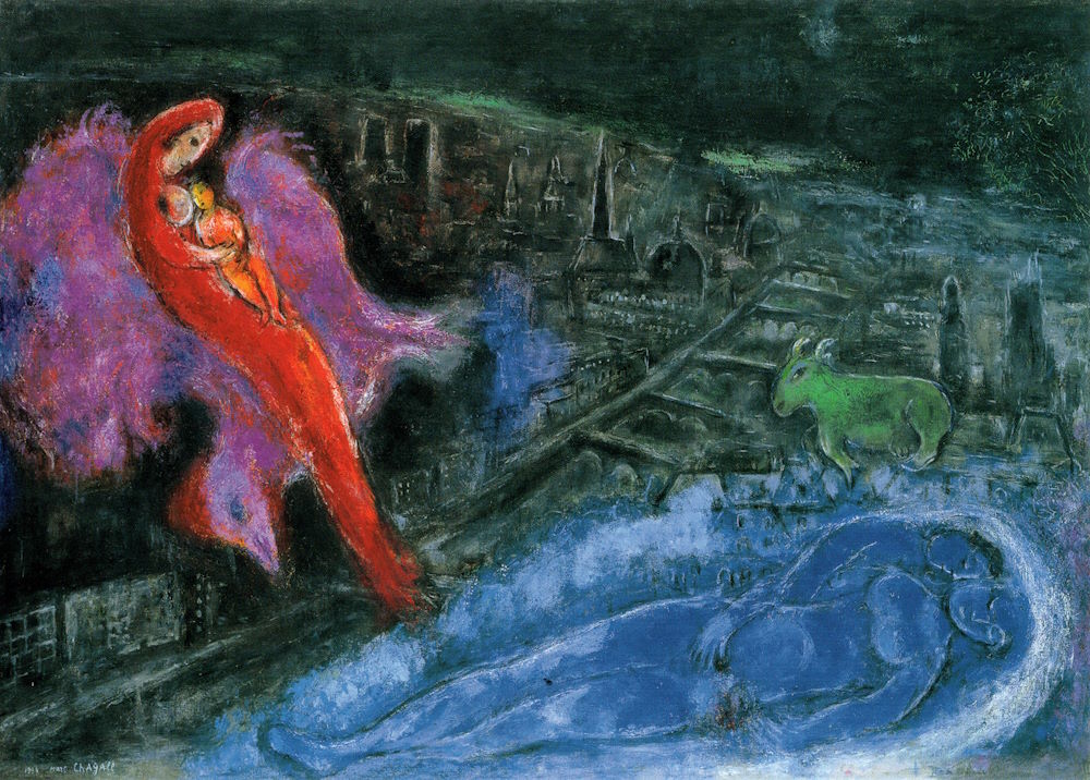 Kunstkarte Marc Chagall "Die Seinebrücken" Kunstkarte Marc Chagall "Die Seinebrücken"