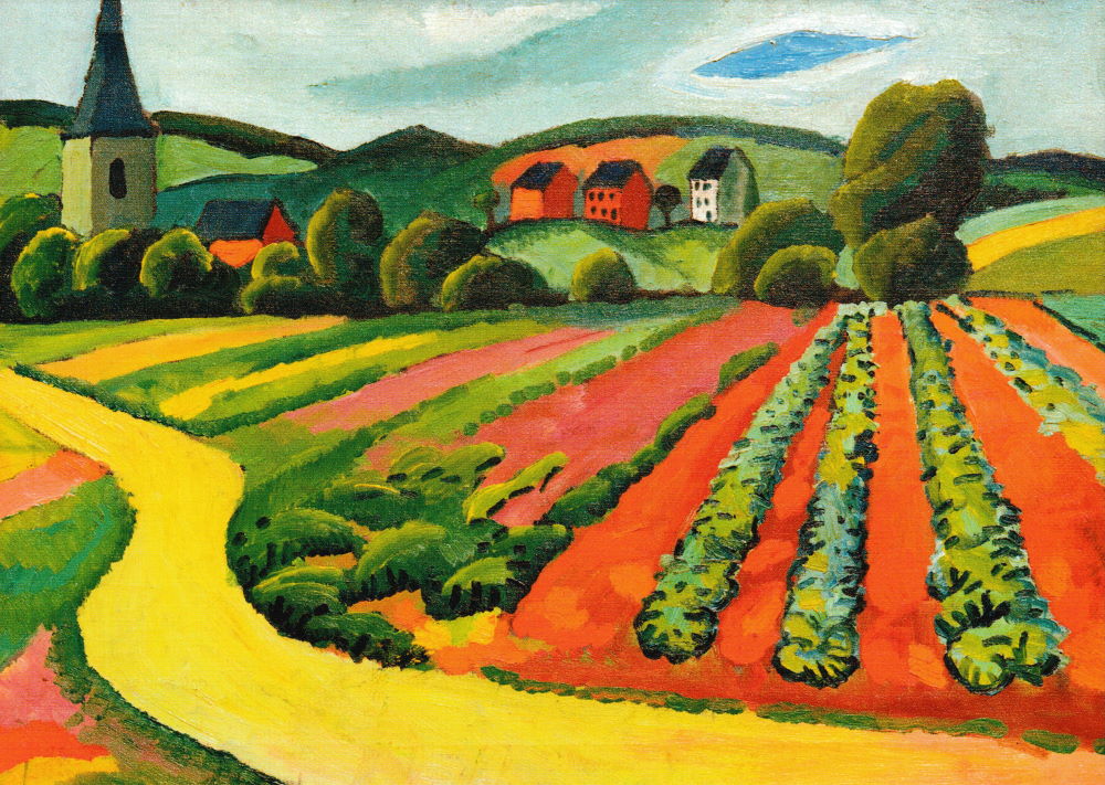 Kunstkarte August Macke "Landschaft mit Kirche und Weg" Kunstkarte August Macke "Landschaft mit Kirche und Weg"