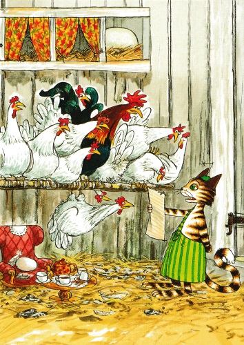 Postkarte "Pettersson und Findus: Findus bei den Hühnern"