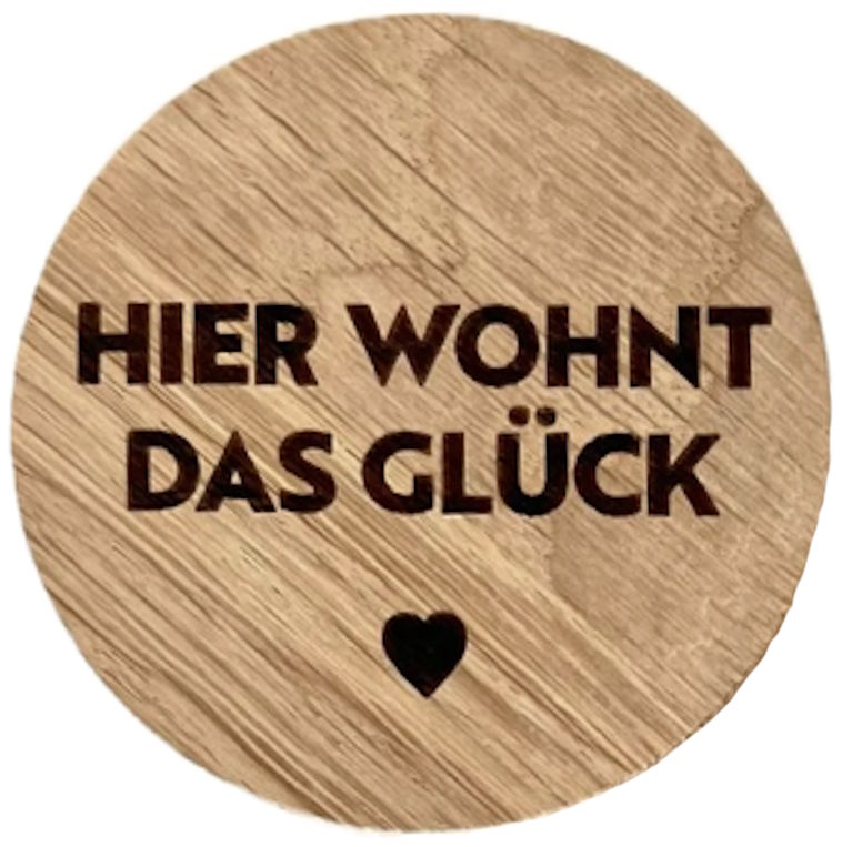 Holzmagnet "Hier wohnt das Glück"