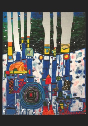 Kunstkarte Hundertwasser "Blue Blues"