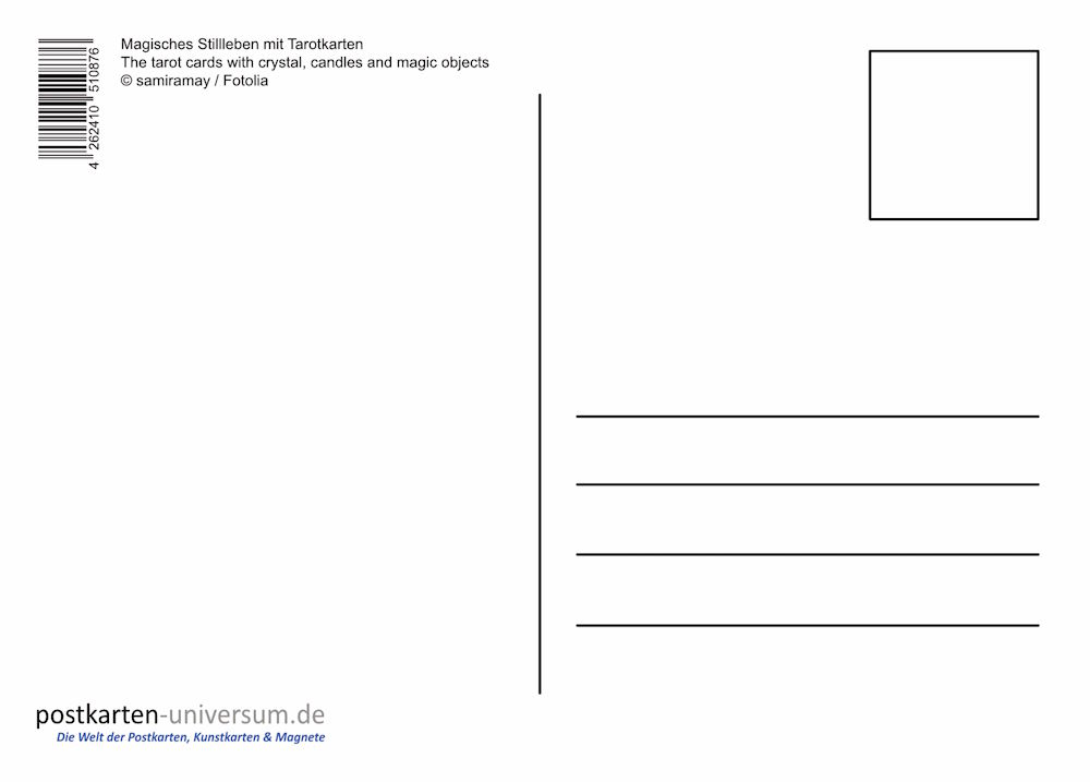 Postkarte "Magisches Stillleben mit Tarotkarten" (Rückseite)