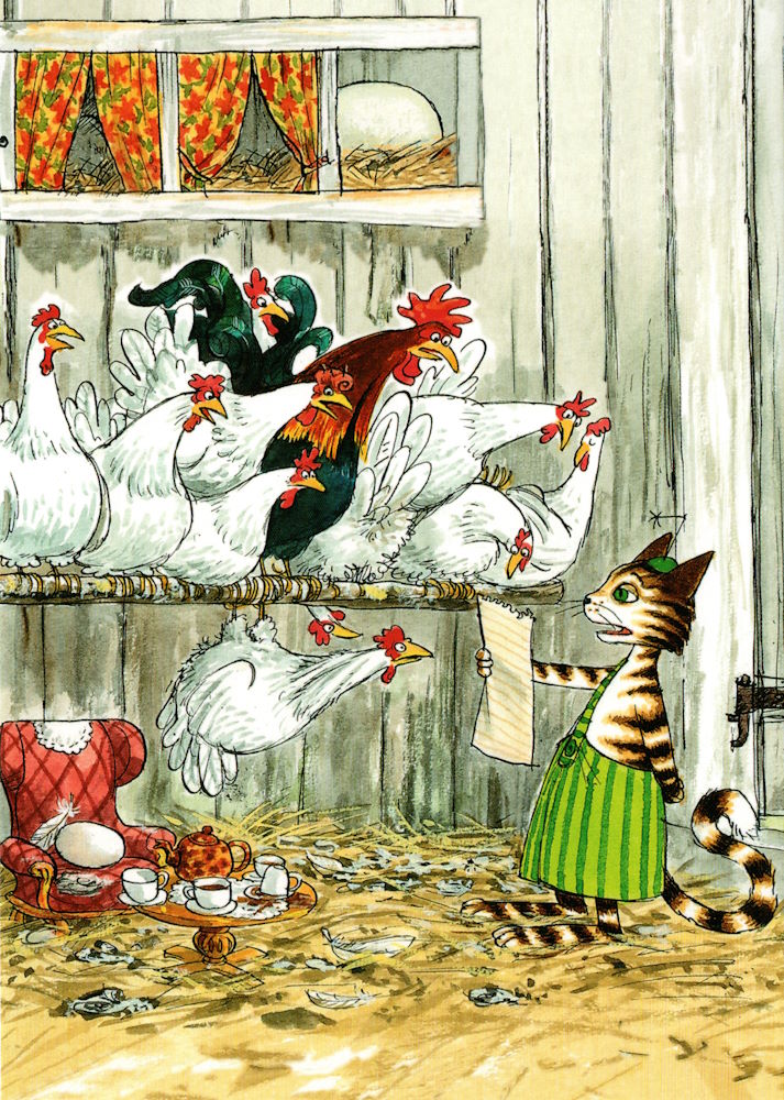 Postkarte "Pettersson und Findus: Findus bei den Hühnern"
