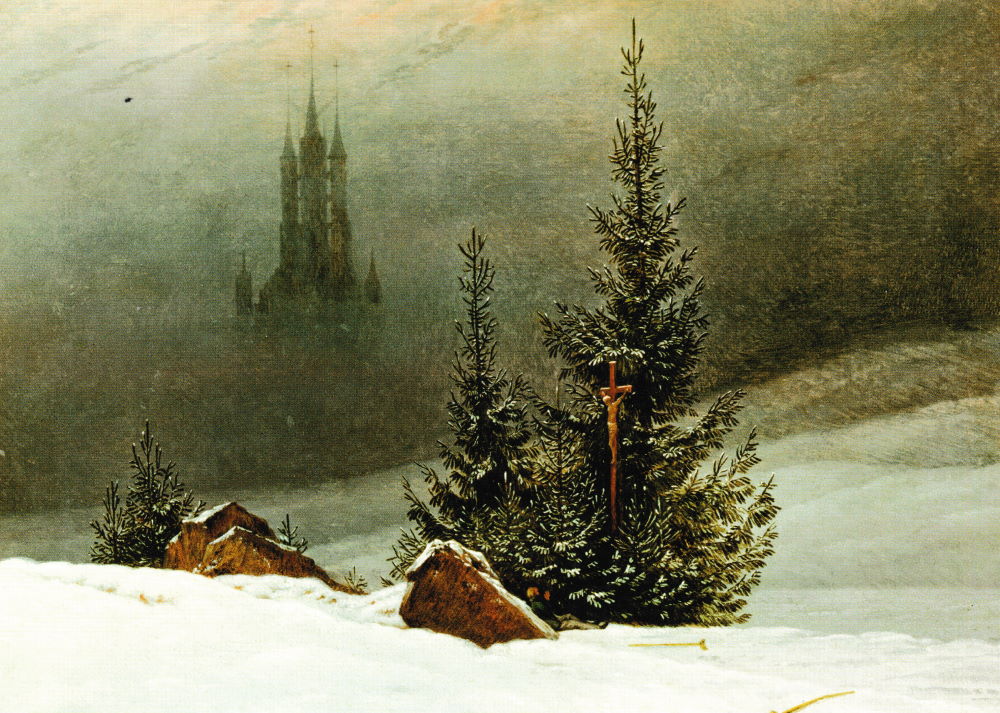Kunstkarte Caspar David Friedrich "Winterlandschaft mit Kirche"