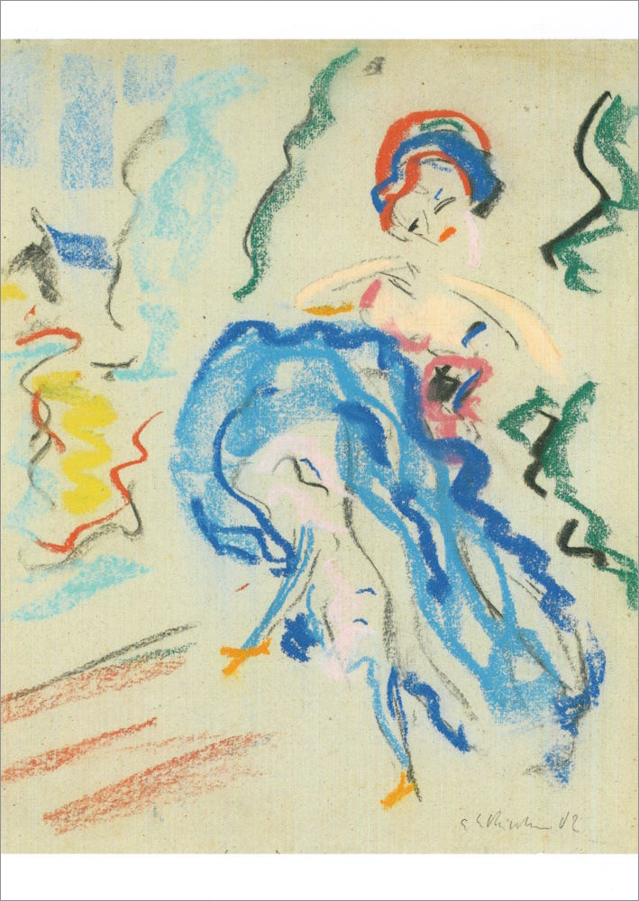 Kunstkarte Ernst Ludwig Kirchner "Tänzerin mit blauem Rock"