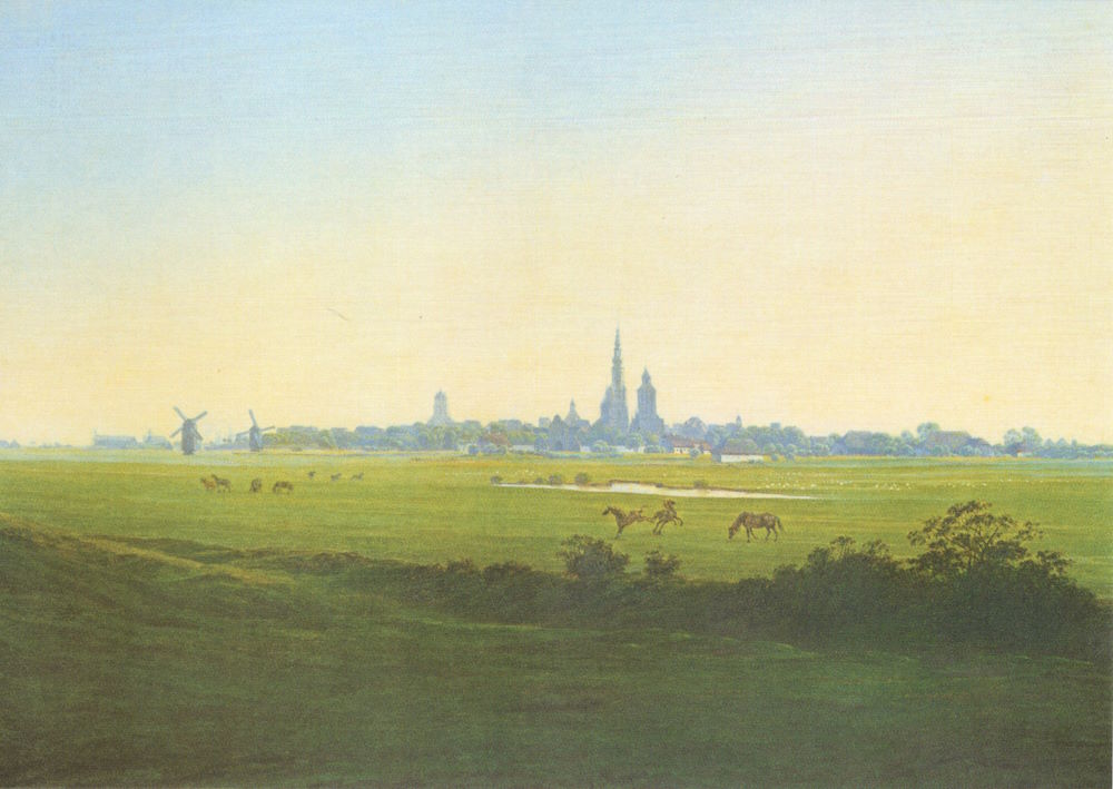 Kunstkarte Caspar David Friedrich "Wiesen bei Greifswald"