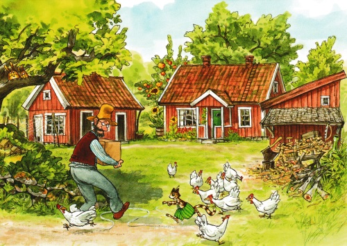 Postkarte "Pettersson und Findus: Pettersson im Garten"