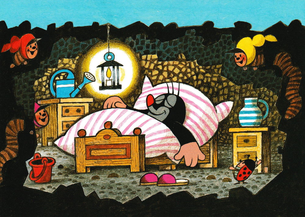 Postkarte "Der kleine Maulwurf schläft im Bett" Postkarte "Der kleine Maulwurf schläft im Bett"