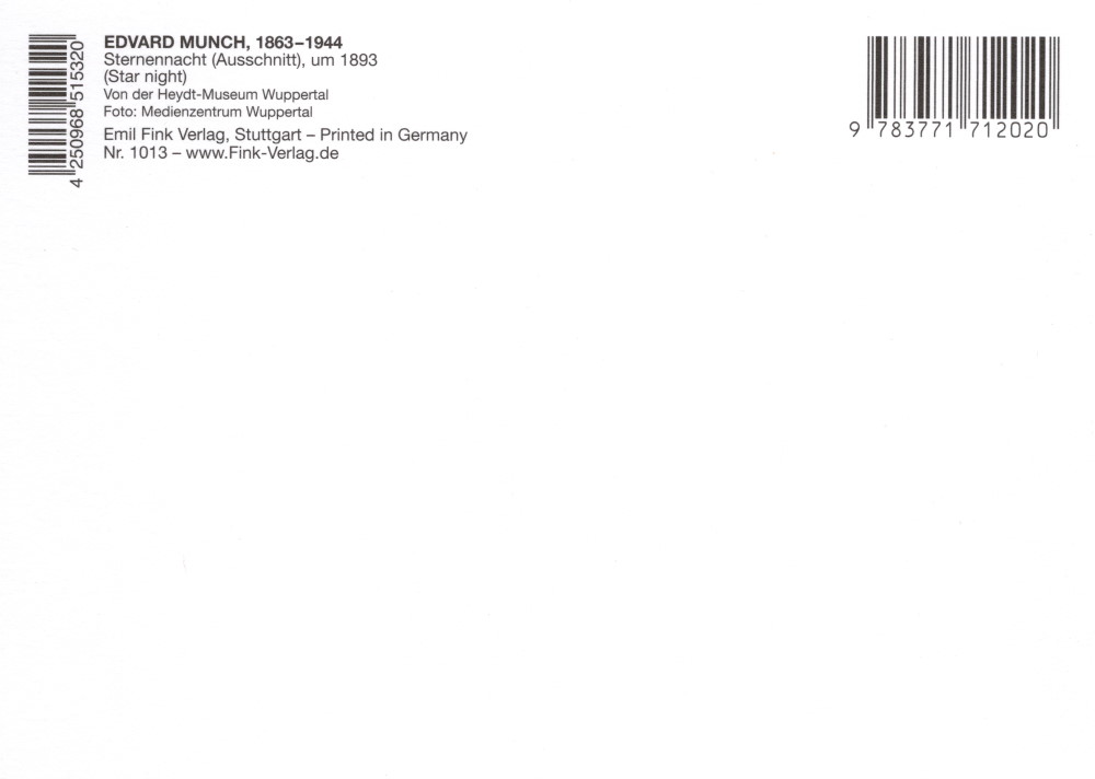 Kunstkarte Edvard Munch "Sternennacht (Ausschnitt)" (Rückseite)