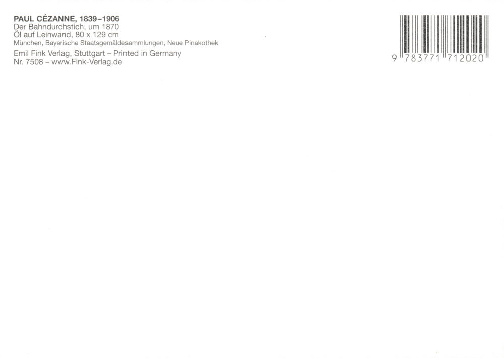 Kunstkarte Paul Cézanne "Der Bahndurchstich" (Rückseite)