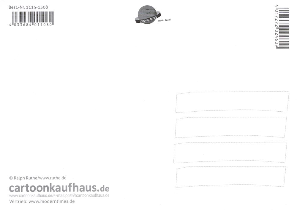 Postkarte Ralph Ruthe "Das könnte jetzt etwas pieksen." (Rückseite)
