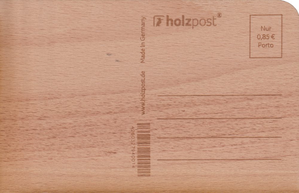 Holzpostkarte (Rückseite)