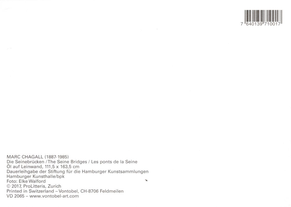 Kunstkarte Marc Chagall "Die Seinebrücken" (Rückseite)