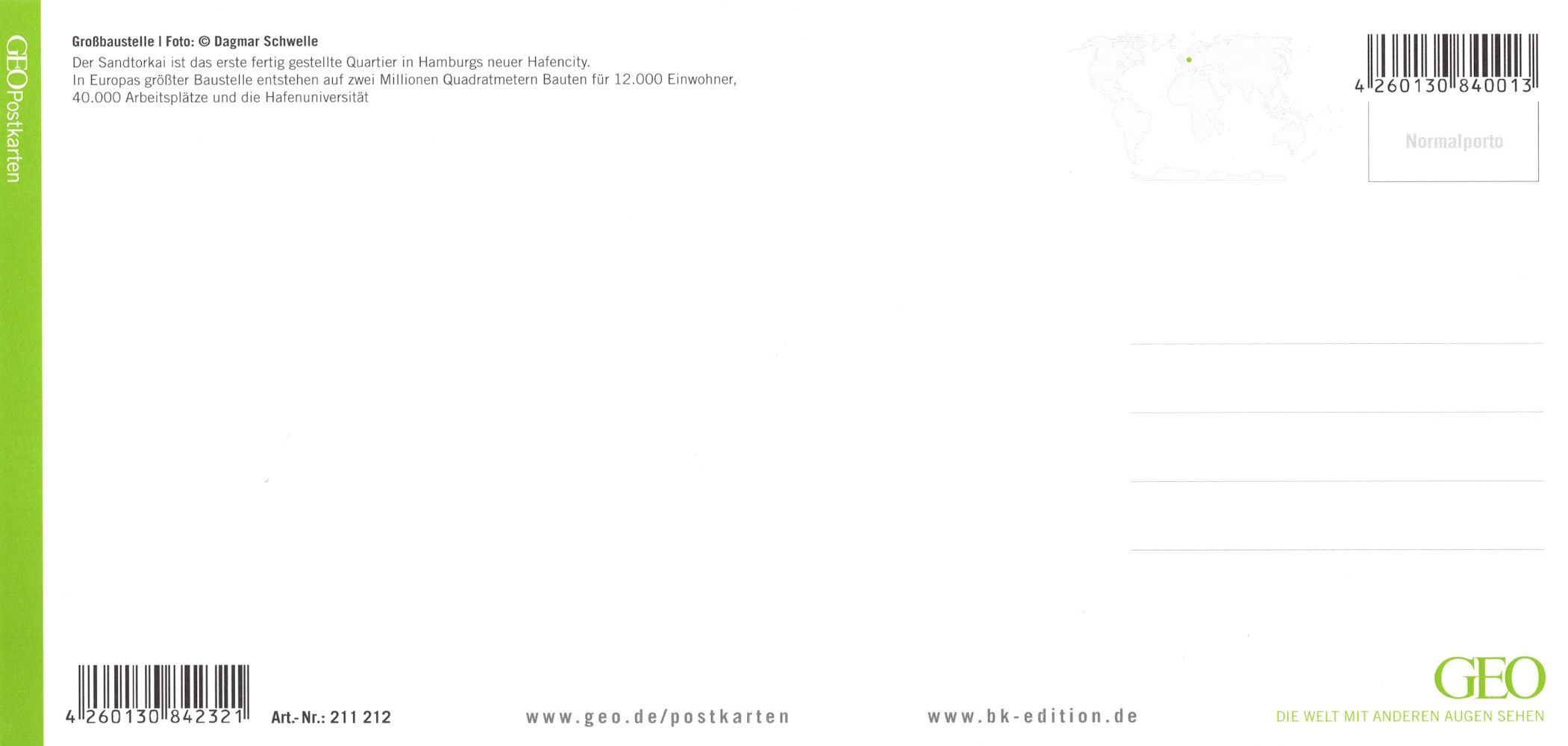 GEO-Postkarte XXL "Großbaustelle" (Rückseite)