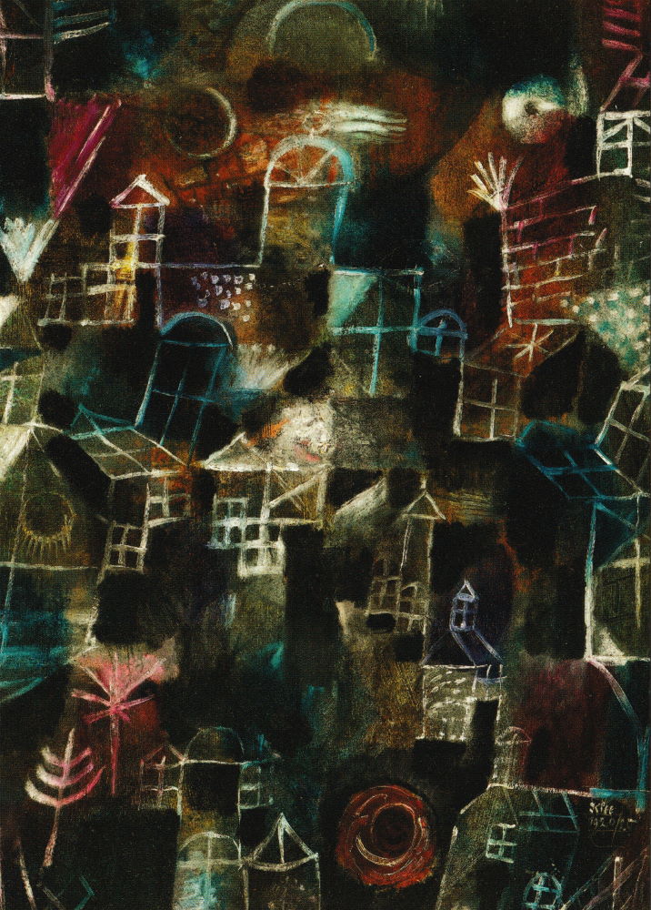 Kunstkarte Paul Klee "Rhythmus der Fenster"