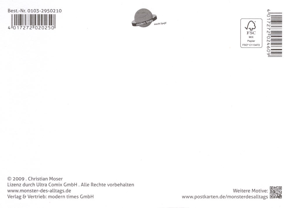 Postkarte "Monster des Alltags - No. 04: suff, der"