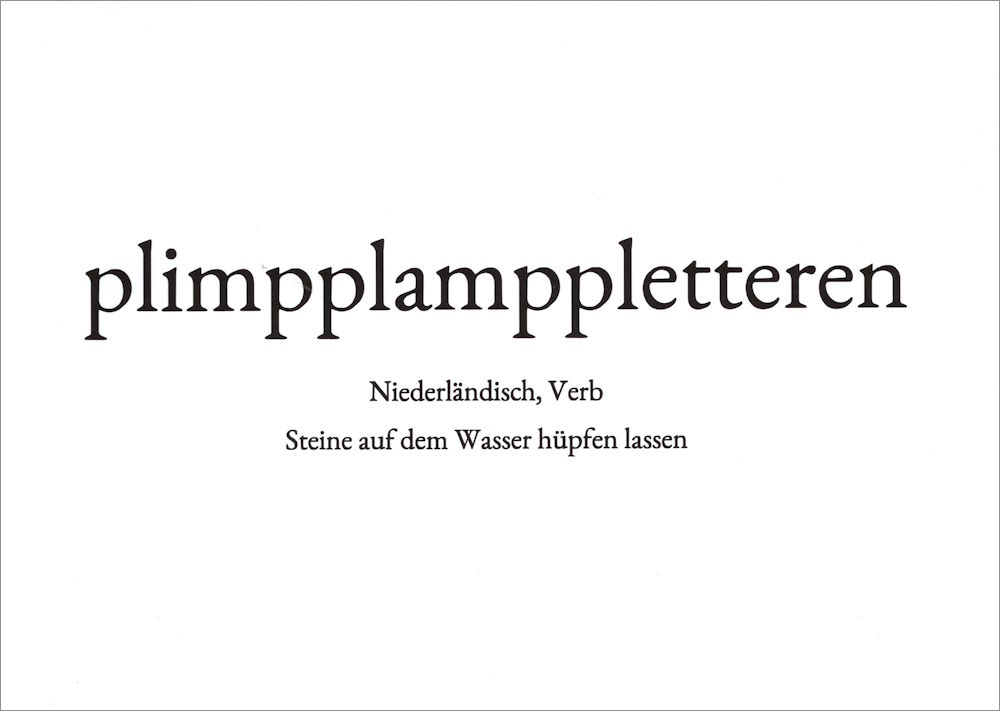 Wortschatz-Postkarte "plimpplamppletteren" Wortschatz-Postkarte "plimpplamppletteren"