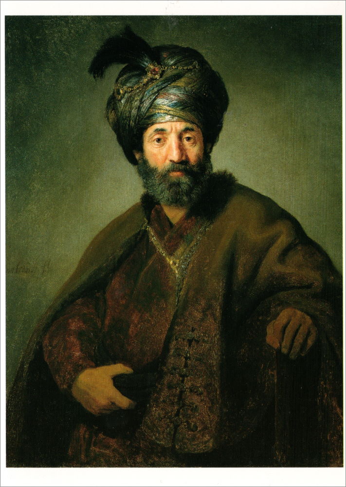Kunstkarte Rembrandt "Mann in orientalischer Kleidung"