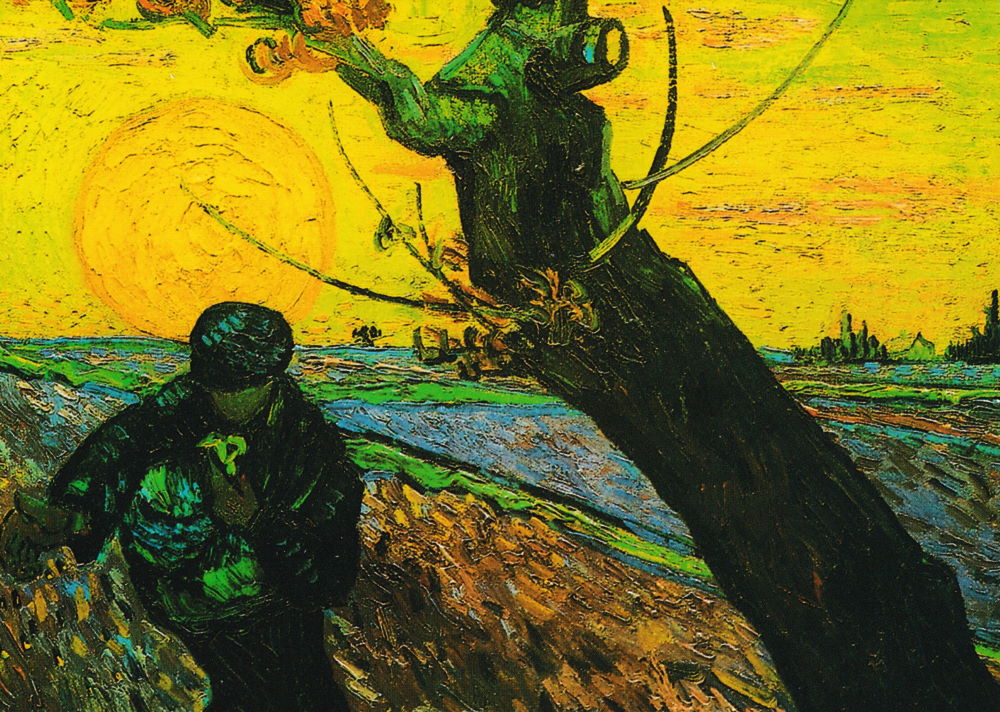 Kunstkarte Vincent van Gogh "Sämann bei untergehender Sonne"