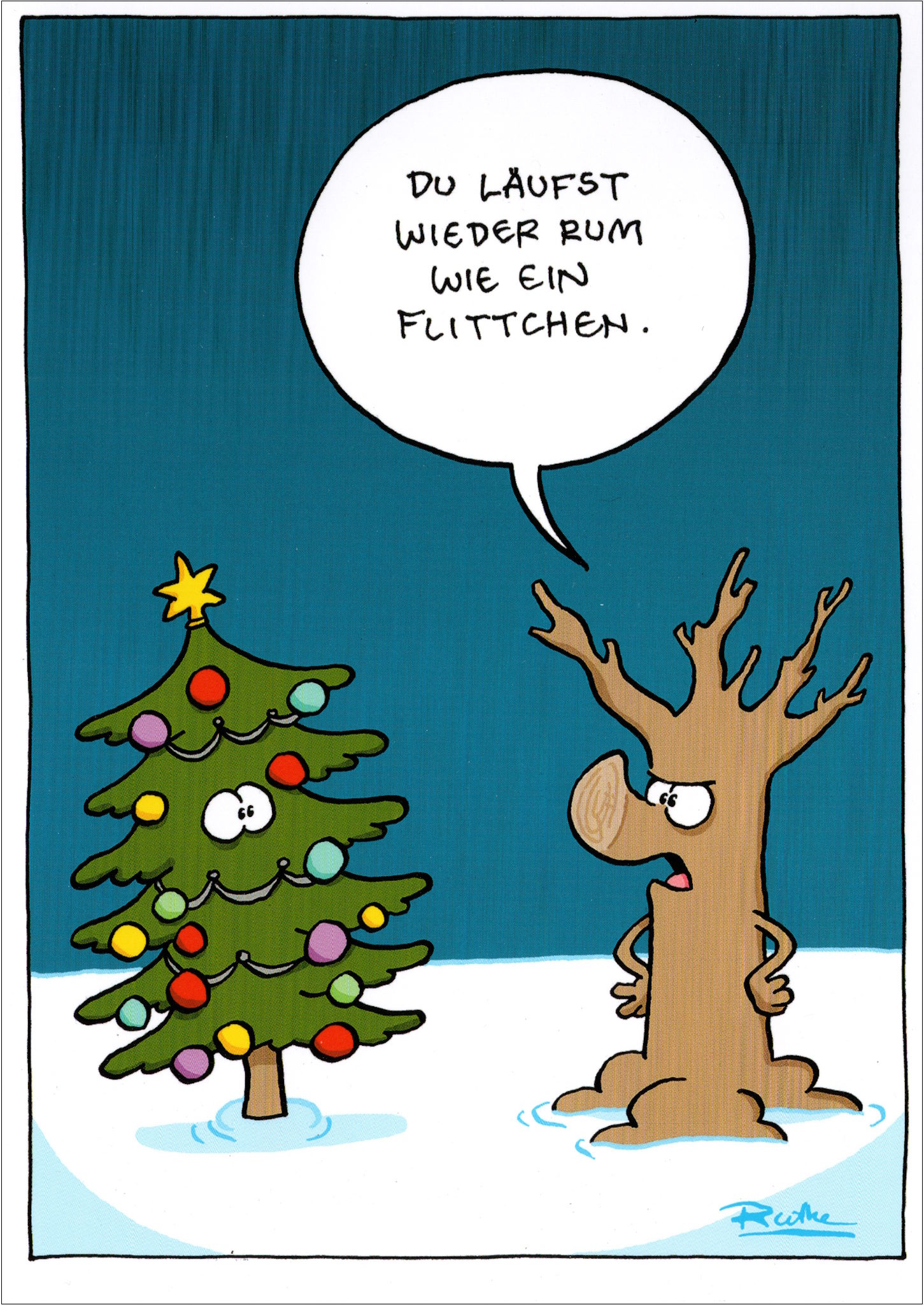 Postkarte Ralph Ruthe "Du läufst wieder rum wie ein Flittchen." Postkarte Ralph Ruthe "Du läufst wieder rum wie ein Flittchen."