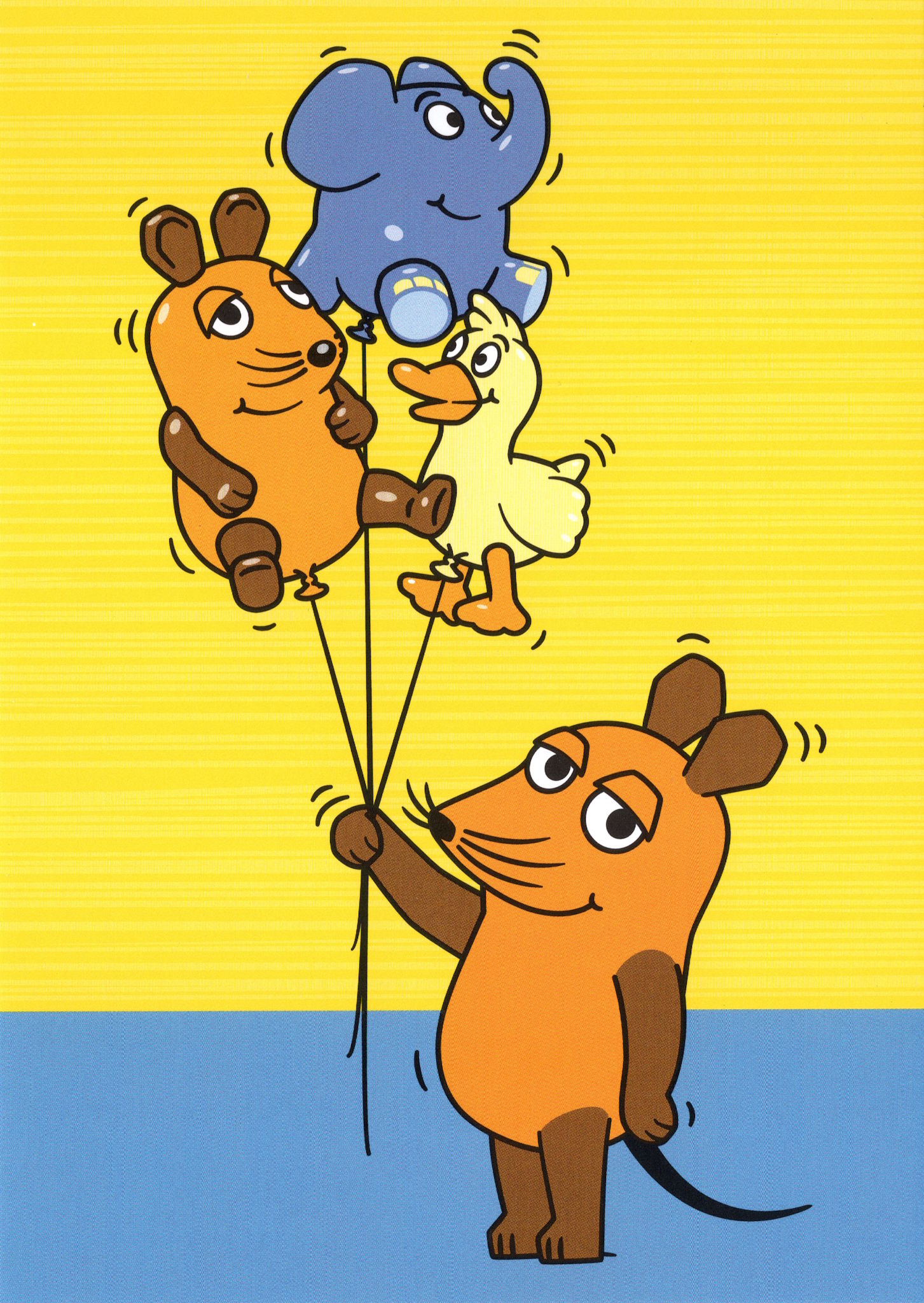 Postkarte "Sendung mit der Maus: Maus mit Tierballons (Maus, Elefant & Ente)" Postkarte "Sendung mit der Maus: Maus mit Tierballons (Maus, Elefant & Ente)"