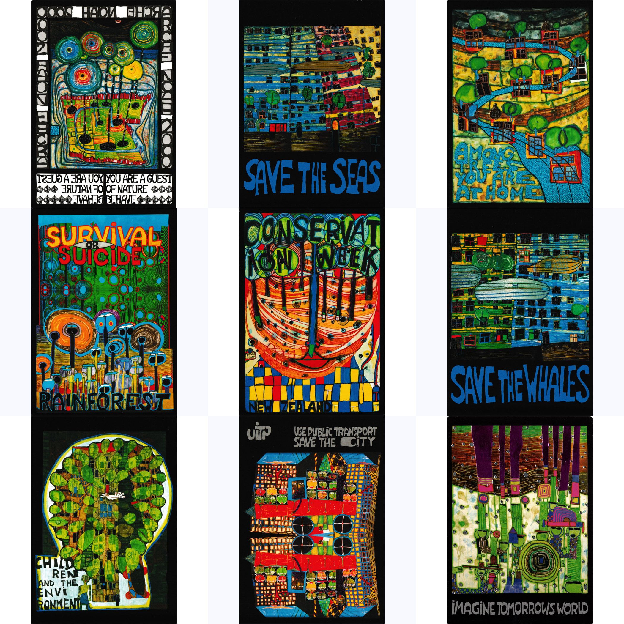 Kunstkarten-Set Friedensreich Hundertwasser "YOU ARE A GUEST OF NATURE"