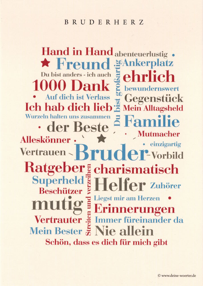 Postkarte "Bruder-Wörter - Bruderherz"