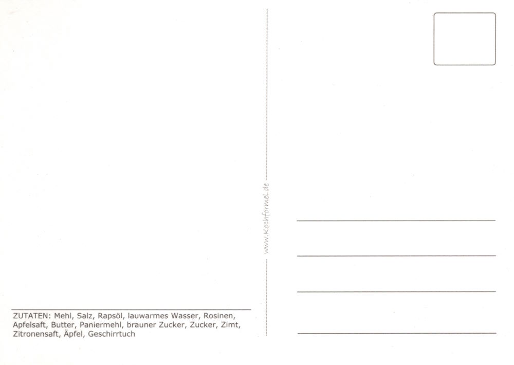 Rezept-Postkarte "Kuchenrezepte: Apfelstrudel" (Rückseite)