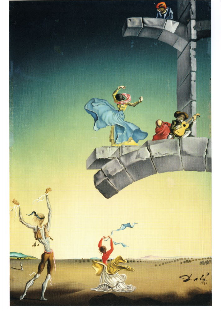 Kunstkarte Salvador Dalí "Ohne Titel - Spanische Tanzszene in einer Landschaft" Kunstkarte Salvador Dalí "Ohne Titel - Spanische Tanzszene in einer Landschaft"