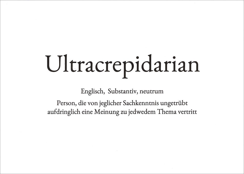 Wortschatz-Postkarte "Ultracrepidarian" Wortschatz-Postkarte "Ultracrepidarian"