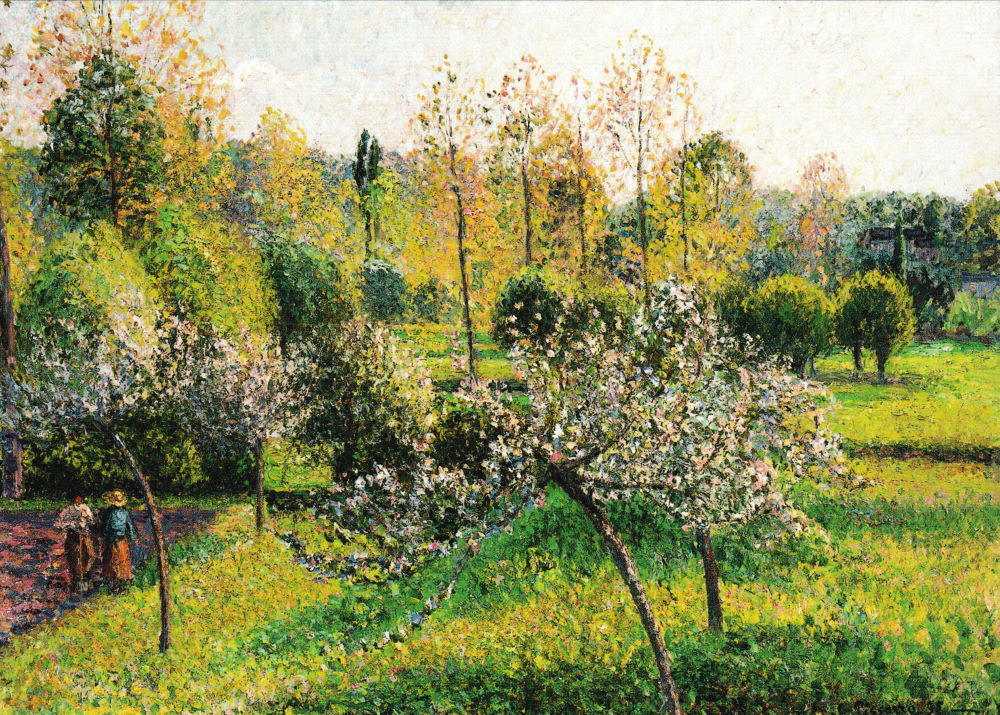 Kunstkarte Camille Pissarro "Blühende Apfelbäume, Eragny"