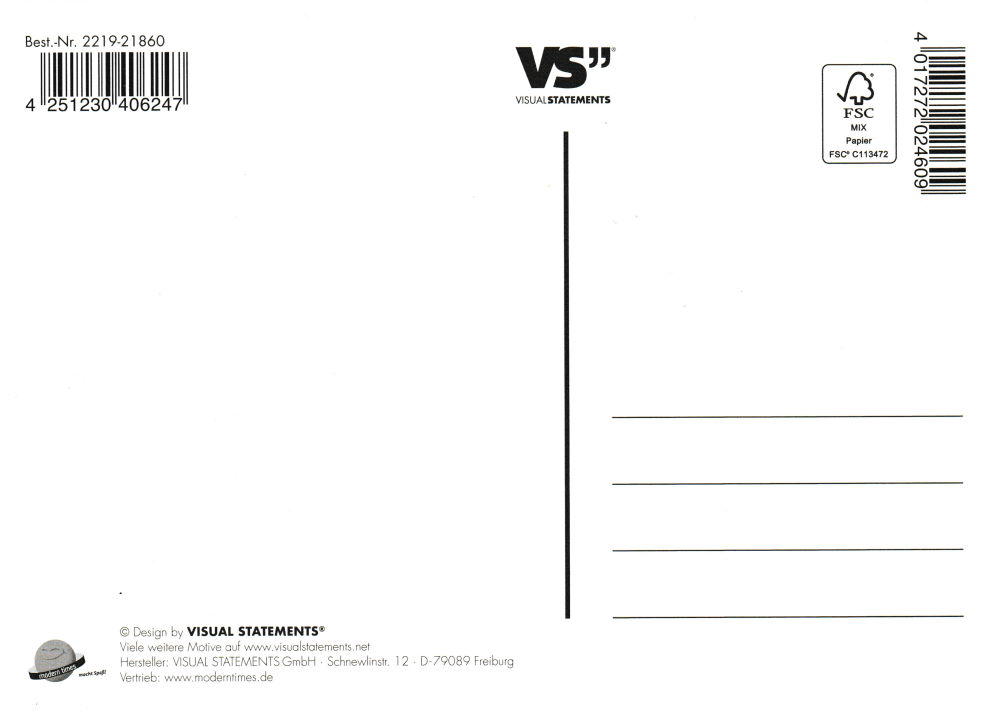 Postkarte "Kopf aus. Bauchgefühl an." (Rückseite)